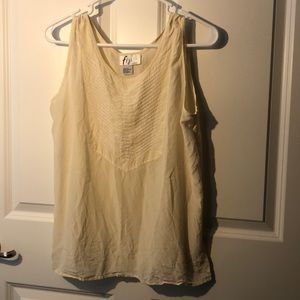 100% Silk Cream Tank with Embroidered Chest Plate Details